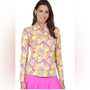 IBKul‎ Calista mock neck UPF 50 adjustable Golf moisture wicking Small NWT